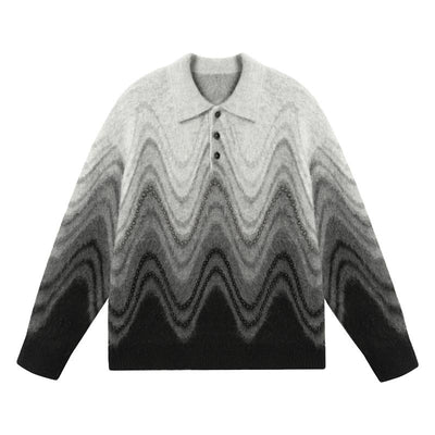 Wave Pattern Beaded Polo Sweater Korean Street Fashion Sweater By JHYQ Shop Online at OH Vault