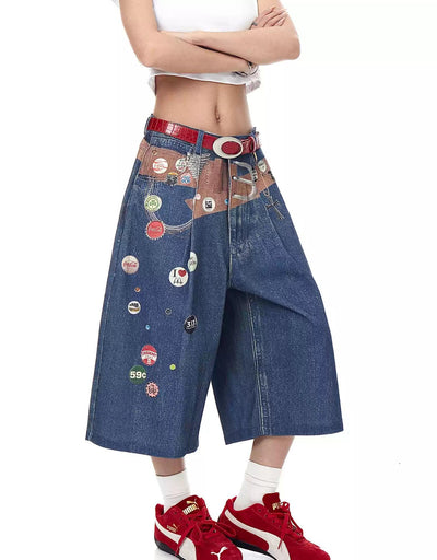 Retro Prints Denim Shorts Korean Street Fashion Shorts By Blacklists Shop Online at OH Vault