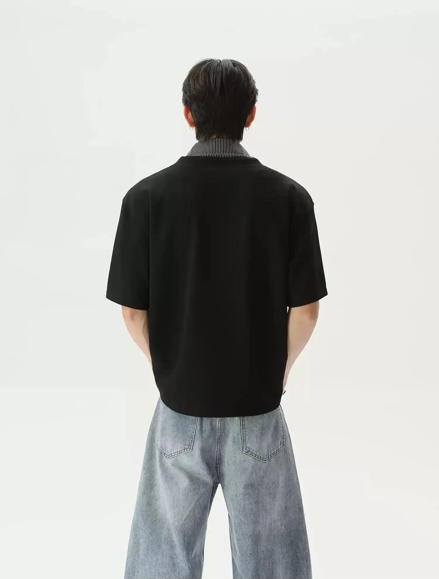 Striped Collar T-Shirt Korean Street Fashion T-Shirt By Turn Tide Shop Online at OH Vault