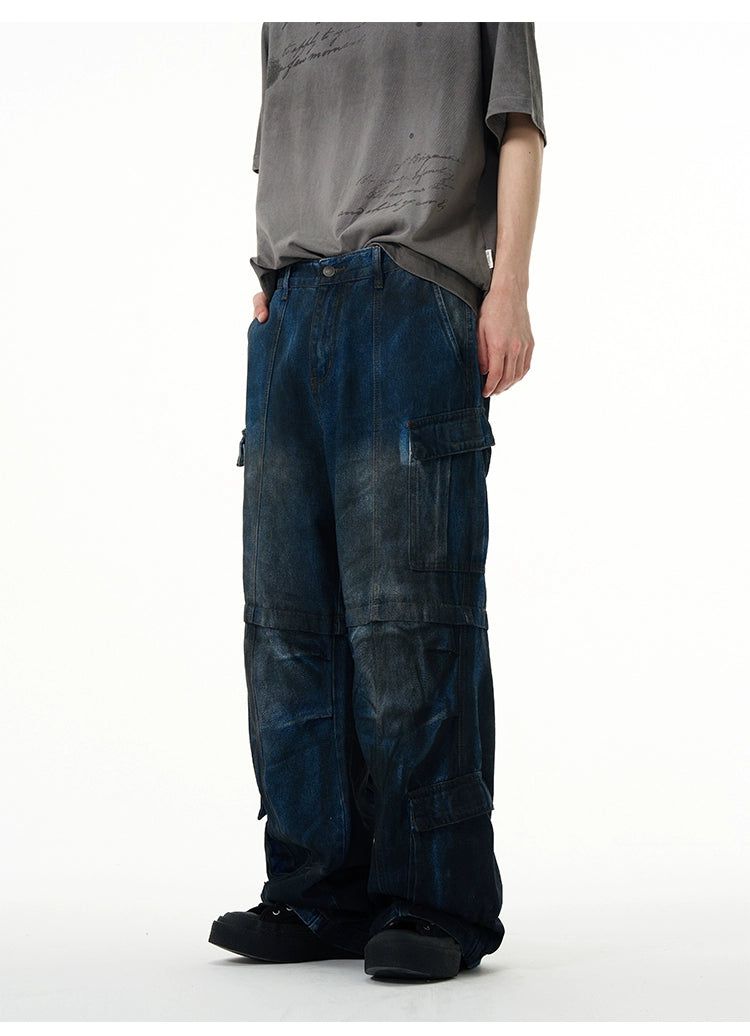Smudged Washed and Faded Jeans Korean Street Fashion Jeans By 77Flight Shop Online at OH Vault