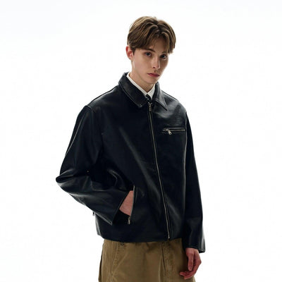 Zipped Pocket PU Leather Jacket