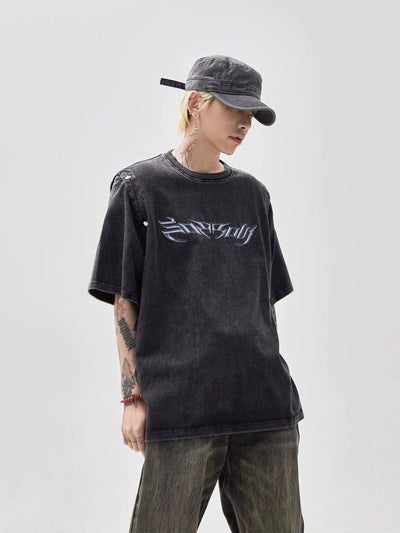 Washed Buttoned Sleeves T-Shirt Korean Street Fashion T-Shirt By Ash Dark Shop Online at OH Vault