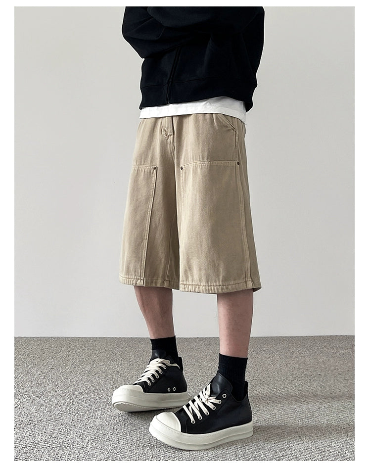 Workwear Washed Denim Shorts Korean Street Fashion Shorts By A PUEE Shop Online at OH Vault