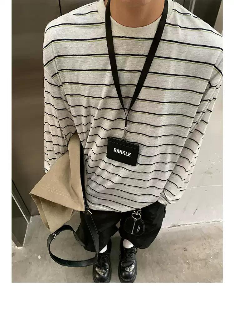 Striped Lines Long Sleeve T-Shirt Korean Street Fashion T-Shirt By Poikilotherm Shop Online at OH Vault