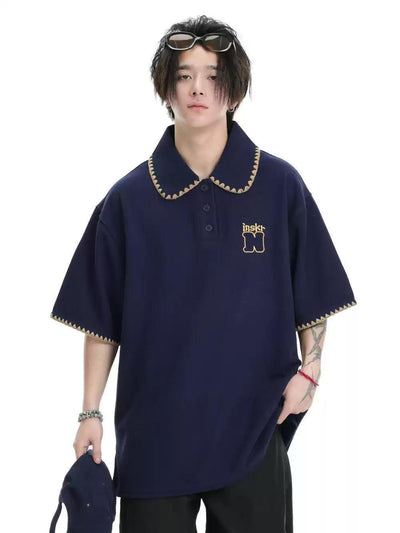 Stitched End Lines Polo Korean Street Fashion Polo By INS Korea Shop Online at OH Vault