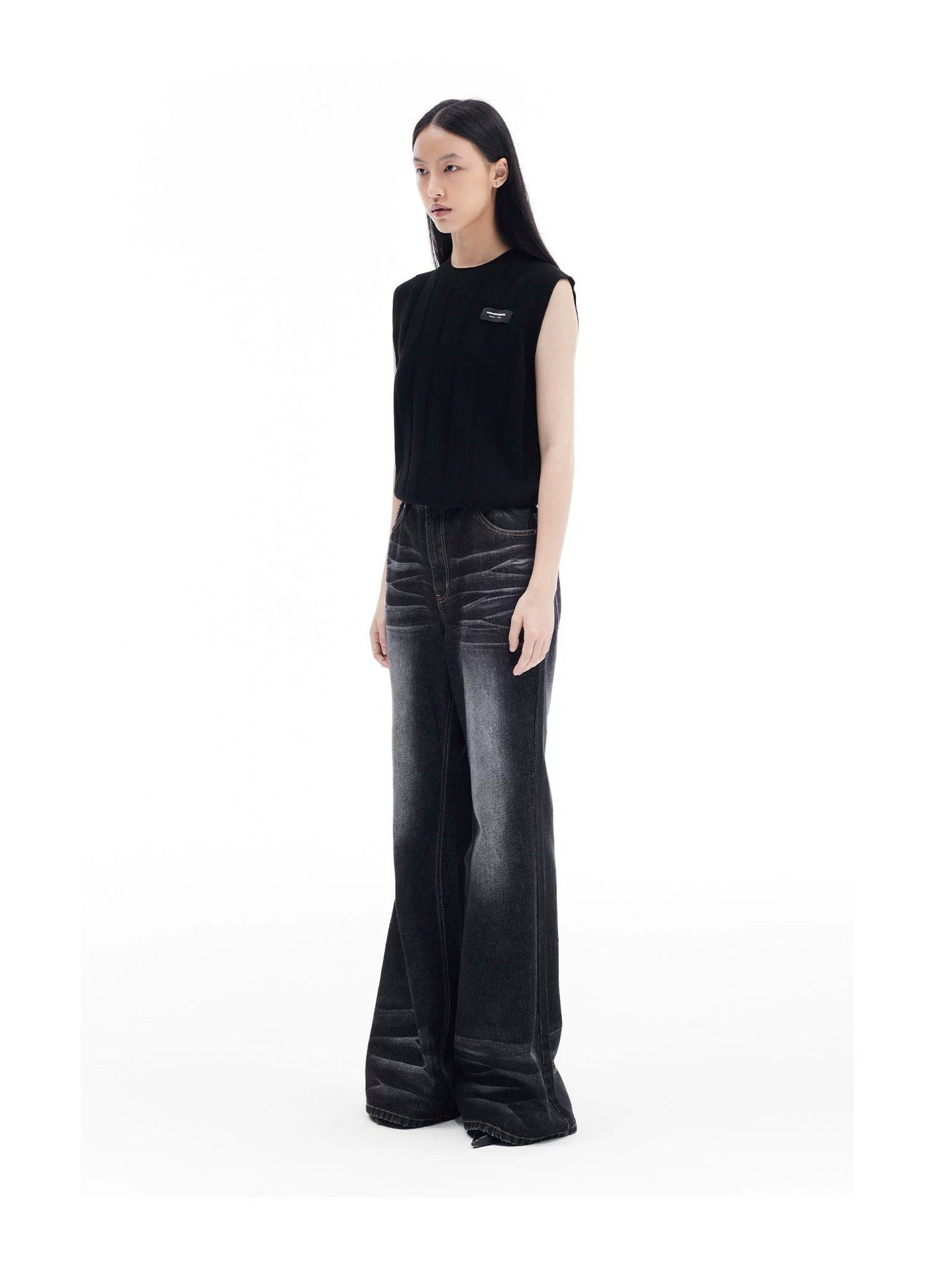 Whiskered Ends Flare Jeans Korean Street Fashion Jeans By Terra Incognita Shop Online at OH Vault