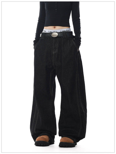 Top-Stitching Low-Rise Jeans Korean Street Fashion Jeans By Mr Nearly Shop Online at OH Vault