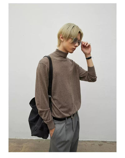 Plain Color Turtle-Neck L/S T-Shirt Korean Street Fashion T-Shirt By Terra Incognita Shop Online at OH Vault