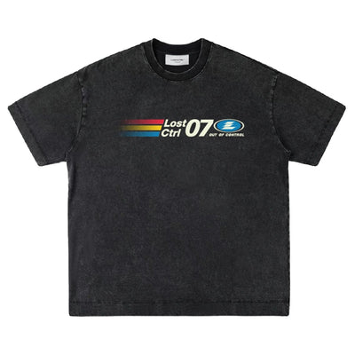 Washed Logo Print T-Shirt Korean Street Fashion T-Shirt By Lost CTRL Shop Online at OH Vault