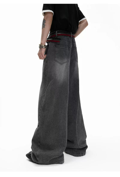 Washed Glitz Contrast Jeans Korean Street Fashion Jeans By Argue Culture Shop Online at OH Vault