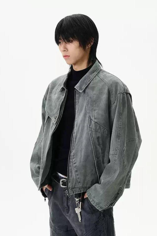 Deconstructed Washed Denim Jacket Korean Street Fashion Jacket By 77Flight Shop Online at OH Vault