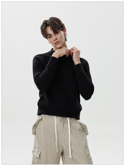 Zipped Slit Textured Sweater Korean Street Fashion Sweater By Mr Nearly Shop Online at OH Vault