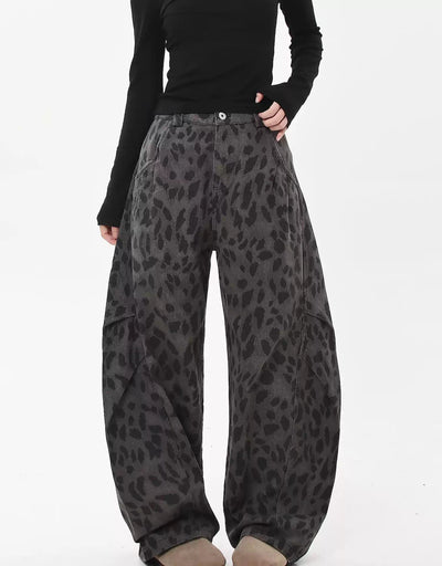 Leopard Print Wide Leg Jeans Korean Street Fashion Jeans By Blacklists Shop Online at OH Vault