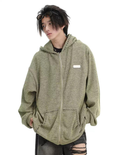 Textured Oversized Fit Hooded Jacket Korean Street Fashion Jacket By INS Korea Shop Online at OH Vault