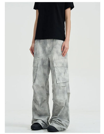 Tie-Dyed Pleats Cargo Pants Korean Street Fashion Pants By A PUEE Shop Online at OH Vault
