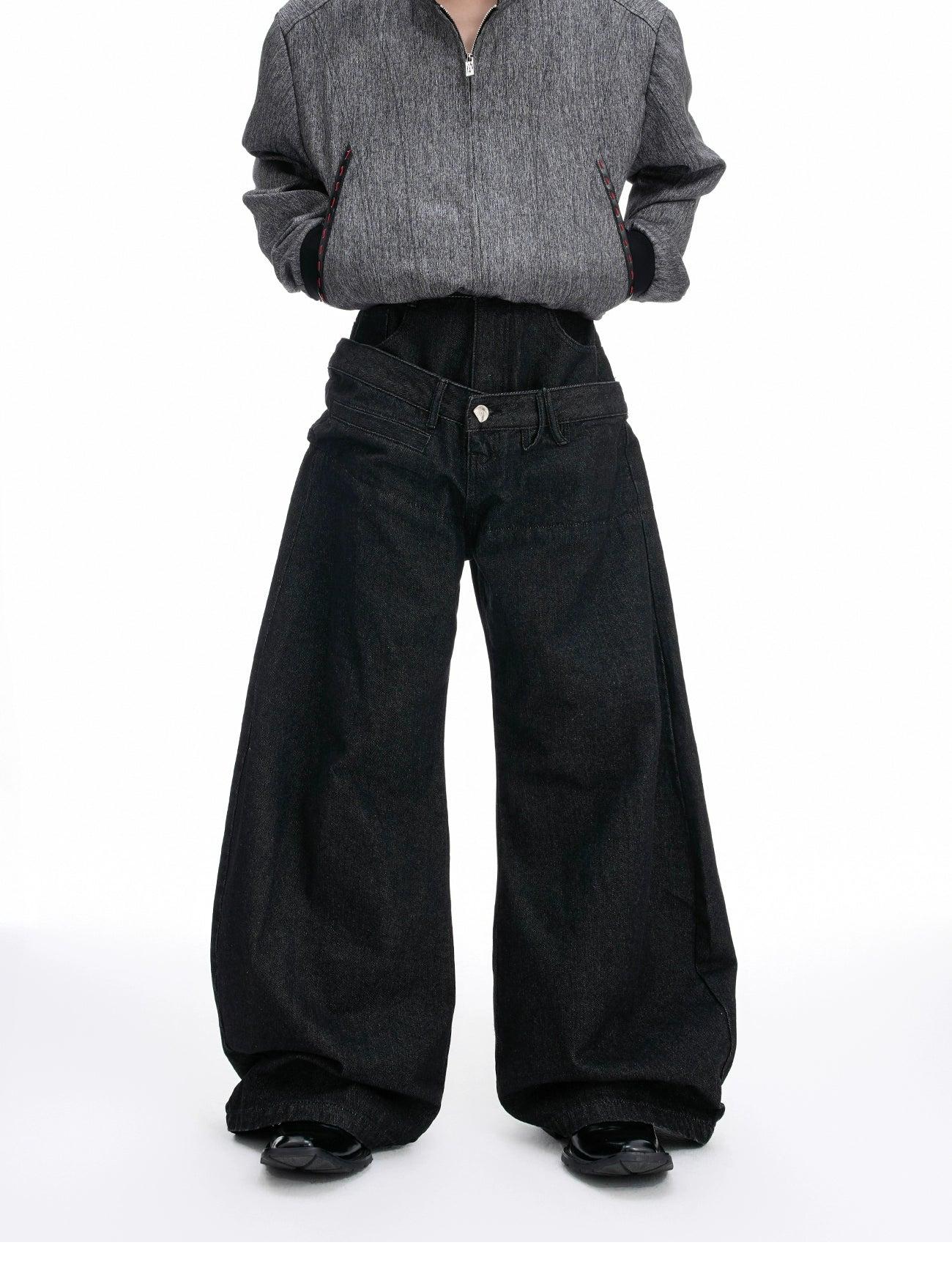 Double-Waist Wide Leg Jeans Korean Street Fashion Jeans By Argue Culture Shop Online at OH Vault