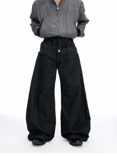 Double-Waist Wide Leg Jeans Korean Street Fashion Jeans By Argue Culture Shop Online at OH Vault