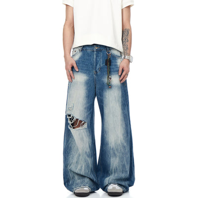 Lightning Pattern Ripped Jeans Korean Street Fashion Jeans By Blacklists Shop Online at OH Vault