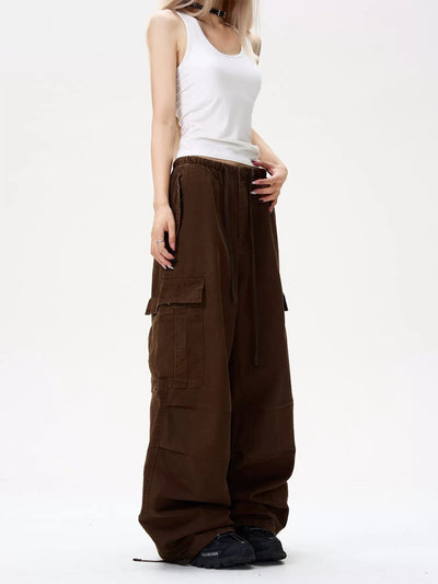 Drawstring Side Pleated Cargo Pants Korean Street Fashion Pants By MaxDstr Shop Online at OH Vault