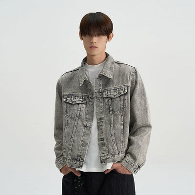 Boxy Acid Washed Denim Jacket Korean Street Fashion Jacket By A PUEE Shop Online at OH Vault