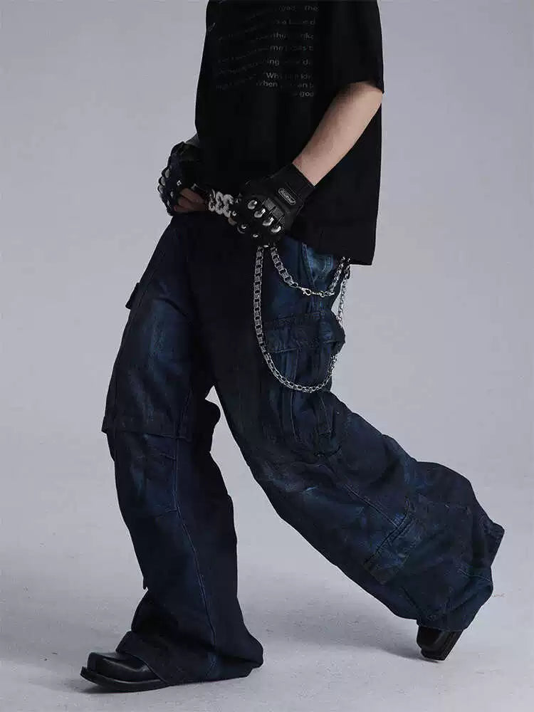 Loose Fit Cargo Jeans Korean Street Fashion Jeans By Dark Fog Shop Online at OH Vault