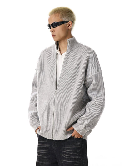 Cozy Zipped Knit Jacket Korean Street Fashion Jacket By MEBXX Shop Online at OH Vault