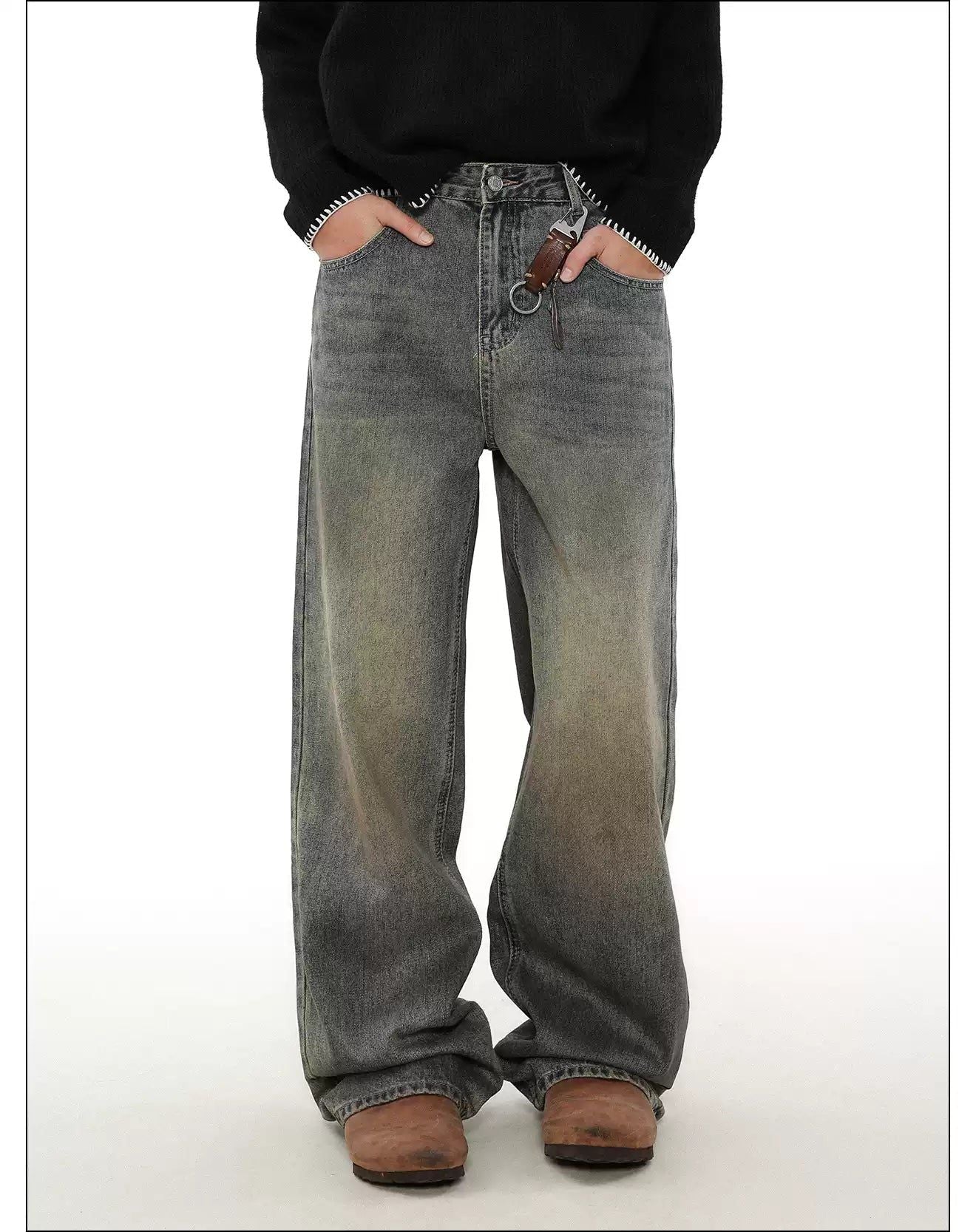 Rust Fade Washed Jeans Korean Street Fashion Jeans By Mr Nearly Shop Online at OH Vault