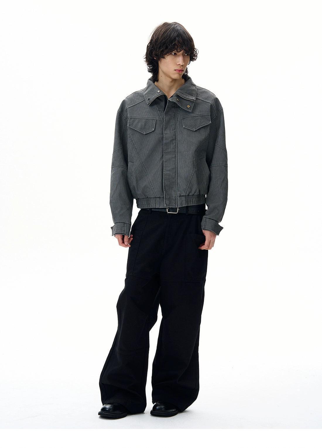 Structured Ruch Hem Jacket Korean Street Fashion Jacket By 77Flight Shop Online at OH Vault