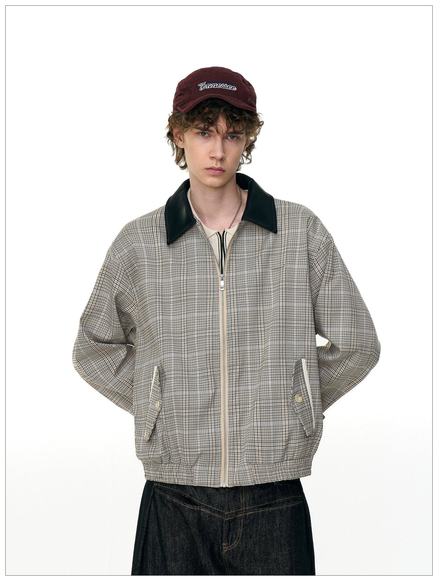 Side Pockets Zipped Plaid Jacket Korean Street Fashion Jacket By Mr Nearly Shop Online at OH Vault