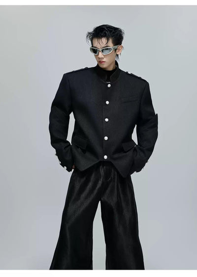 Textured Pearl Buttoned Blazer Korean Street Fashion Blazer By Argue Culture Shop Online at OH Vault