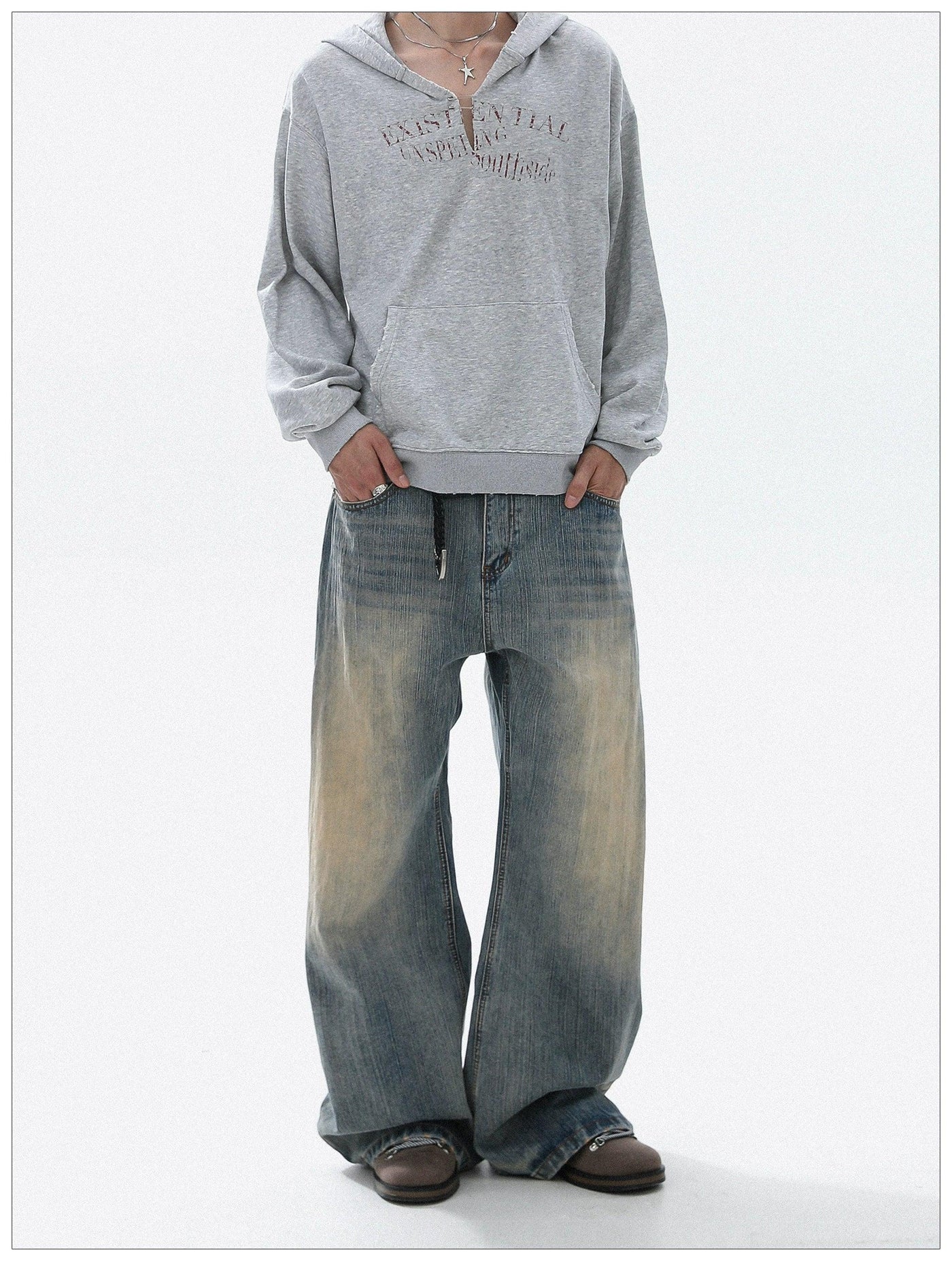 Washed Faded Straight Jeans Korean Street Fashion Jeans By Mr Nearly Shop Online at OH Vault