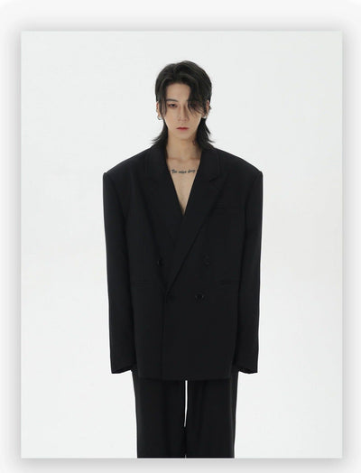 Buttoned Wide Shoulder Blazer Korean Street Fashion Blazer By HARH Shop Online at OH Vault