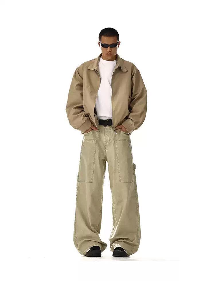 Retro Wide Leg Carpenter Jeans Korean Street Fashion Jeans By MEBXX Shop Online at OH Vault