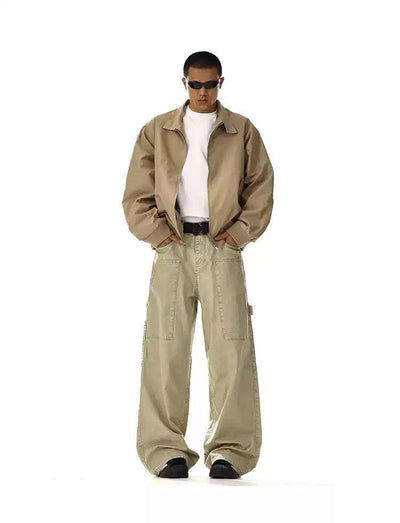 Retro Wide Leg Carpenter Jeans Korean Street Fashion Jeans By MEBXX Shop Online at OH Vault