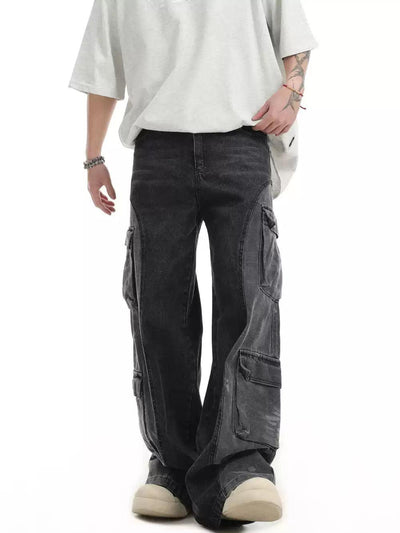 Spliced Washed Cargo Jeans Korean Street Fashion Jeans By INS Korea Shop Online at OH Vault