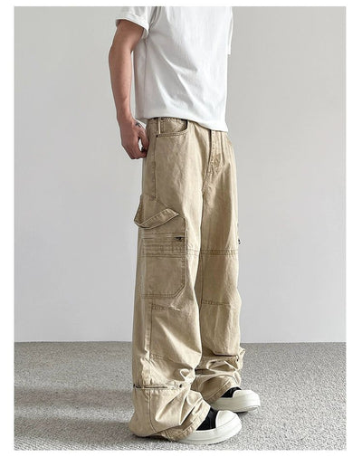 Vintage Washed Side Pocket Cargo Pants Korean Street Fashion Pants By A PUEE Shop Online at OH Vault