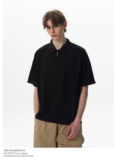 Square Shoulder Casual Fit Polo Korean Street Fashion Polo By MaxDstr Shop Online at OH Vault