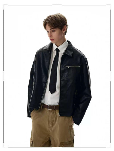 Zipped Pocket PU Leather Jacket