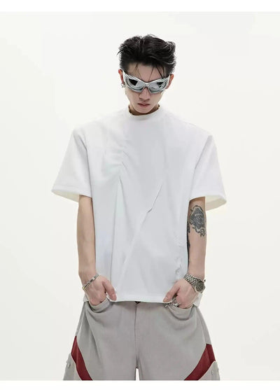 Structured Pleated T-Shirt Korean Street Fashion T-Shirt By Argue Culture Shop Online at OH Vault