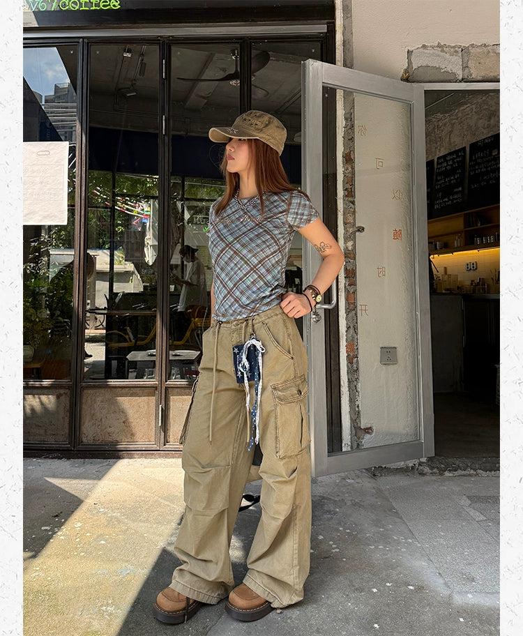 Drawstring Straight Leg Cargo Jeans Korean Street Fashion Jeans By Made Extreme Shop Online at OH Vault