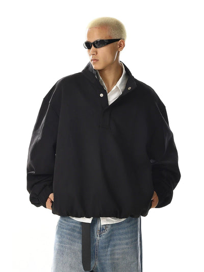 Plain Half-Buttoned Boxy Fit Jacket Korean Street Fashion Jacket By MEBXX Shop Online at OH Vault