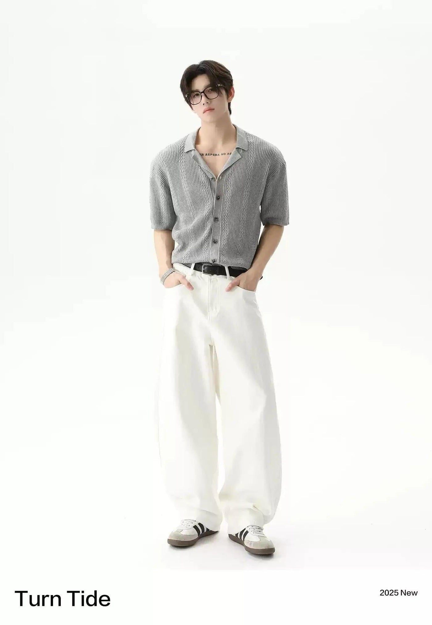 Cable Knit Lapel Cardigan Korean Street Fashion Shirt By Turn Tide Shop Online at OH Vault