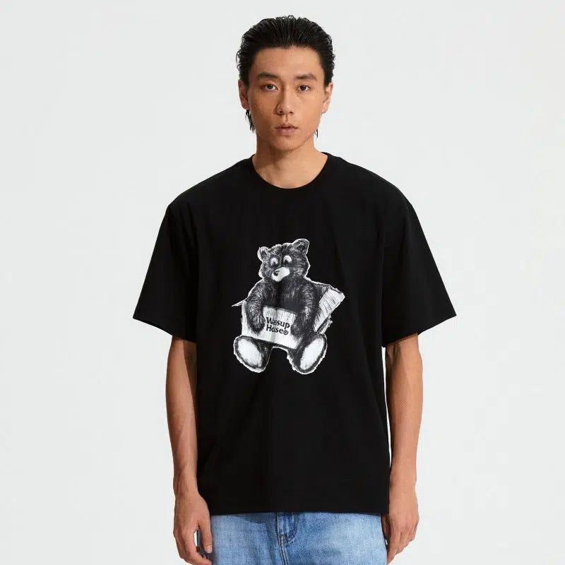 Bear Graphic T-Shirt Korean Street Fashion T-Shirt By WASSUP Shop Online at OH Vault
