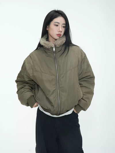 Zip-Up Bomber Puffer Jacket Korean Street Fashion Jacket By Jump Next Shop Online at OH Vault