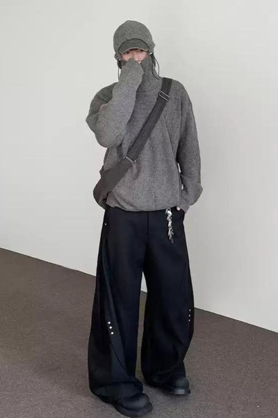 Structured Rivet Drape Pants Korean Street Fashion Pants By A PUEE Shop Online at OH Vault