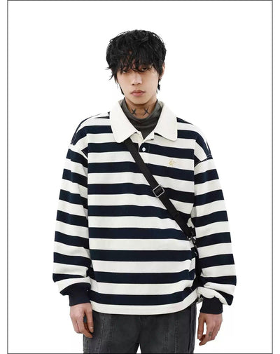 College Style Striped Polo Korean Street Fashion Polo By Mr Nearly Shop Online at OH Vault