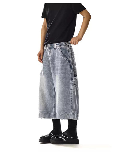 Washed Strapped Waist Denim Shorts Korean Street Fashion Shorts By MEBXX Shop Online at OH Vault