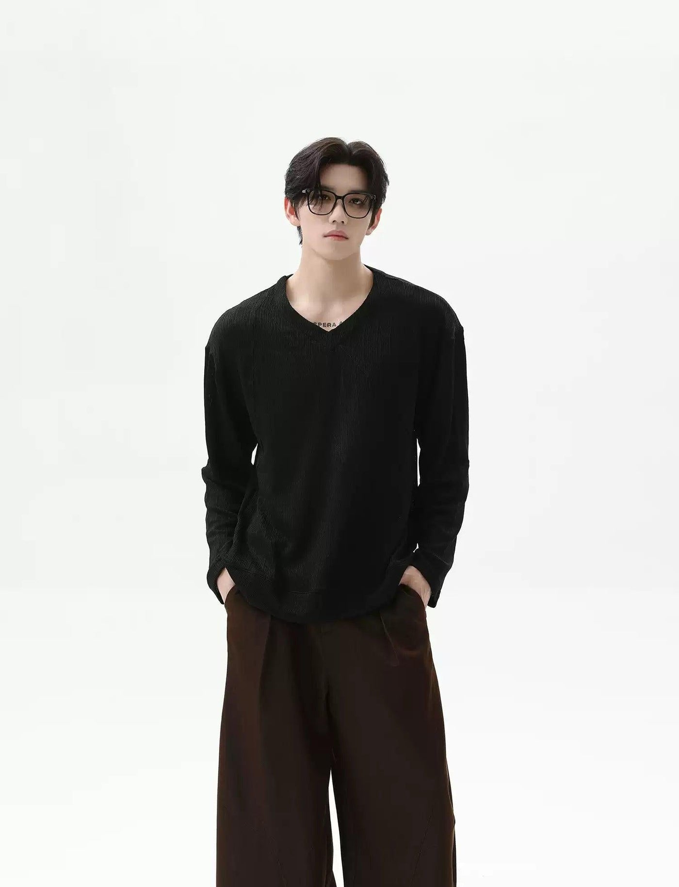 Irregular Structure V-Neck Sweater Korean Street Fashion Sweater By Turn Tide Shop Online at OH Vault