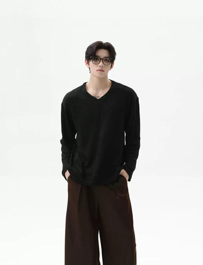 Irregular Structure V-Neck Sweater Korean Street Fashion Sweater By Turn Tide Shop Online at OH Vault
