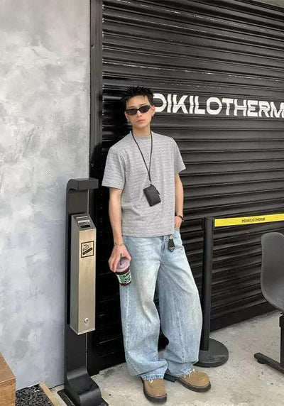 Textured Plain Color T-Shirt Korean Street Fashion T-Shirt By Poikilotherm Shop Online at OH Vault